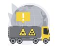 Transport of dangerous goods abstract concept vector illustration. Dangerous goods transport, different hazard classes, chemical factory, container for liquid, barrels storage abstract metaphor.